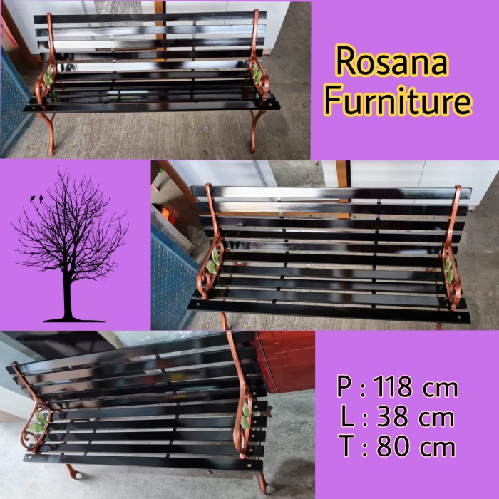 Kursi Kayu - Kursi Taman Besi Amazon (Dudukan Kayu) Khusus Gojek