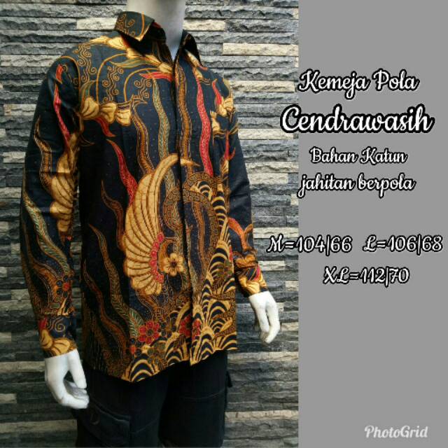 pakaian pria atasan kemeja batik lengan panjang katun sogan L coklat jambi sumatera sumatra