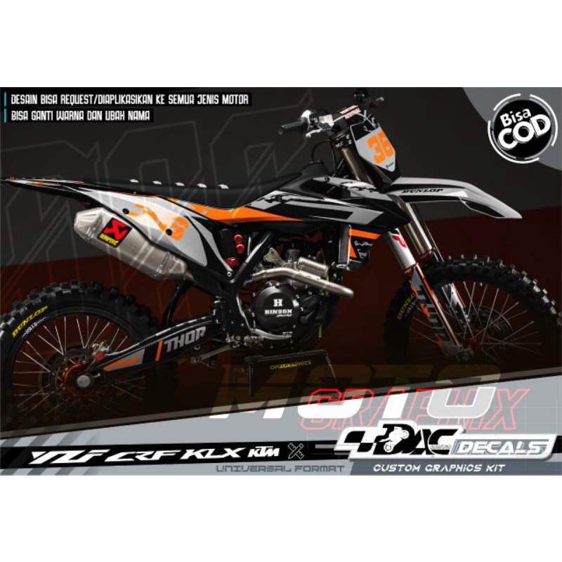 sticker decal KTM, klx dll hitam orange keren