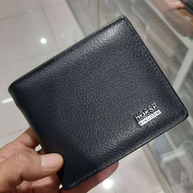 Dompet Kulit Asli HORSE KINGDOM HR-08 + Kotak Dompet Kulit Pria Bifold Lipat dua ukuran 5Inchi