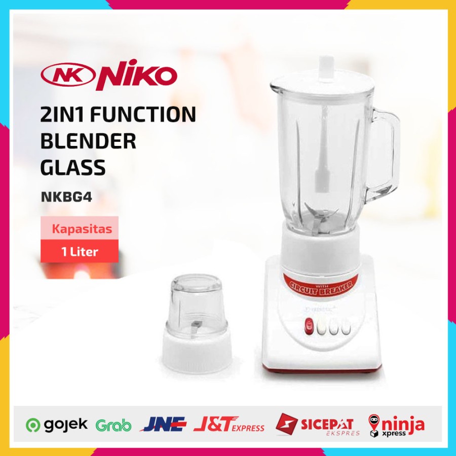 Blender Gelas Kaca Niko NK-BG4 1 Liter NKBG4 Glass Blender