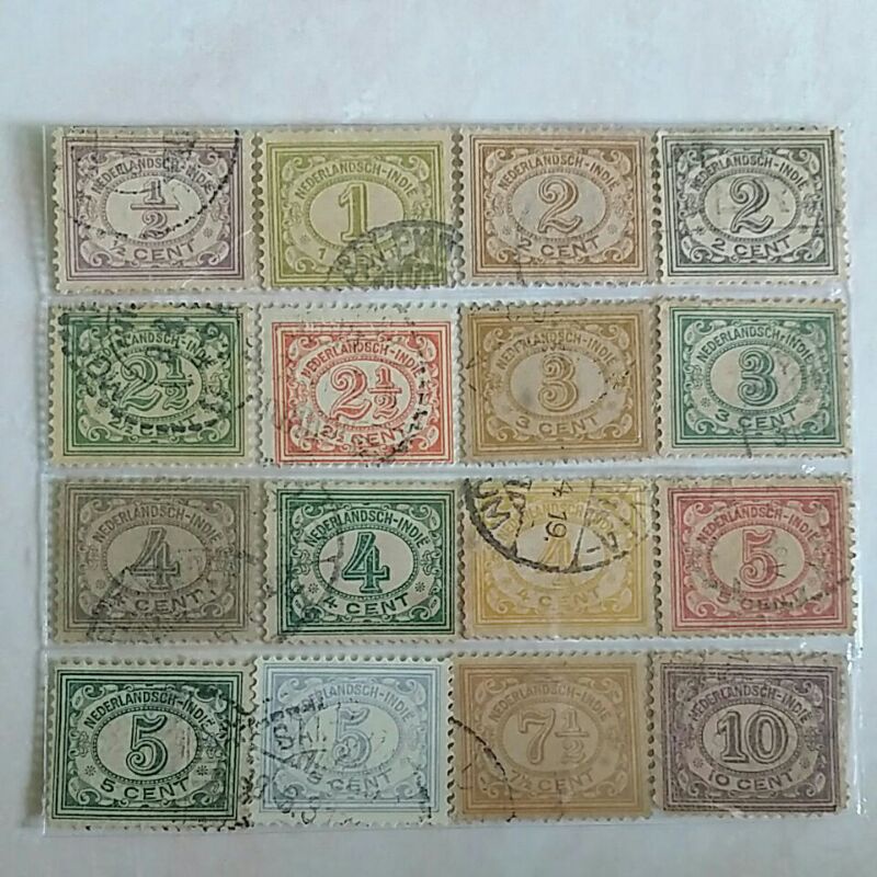 

Terlaris ✨ - (AB) Perangko Ned Indie 1912-1930 Angka Set Lengkap 16pcs Used3.1.23