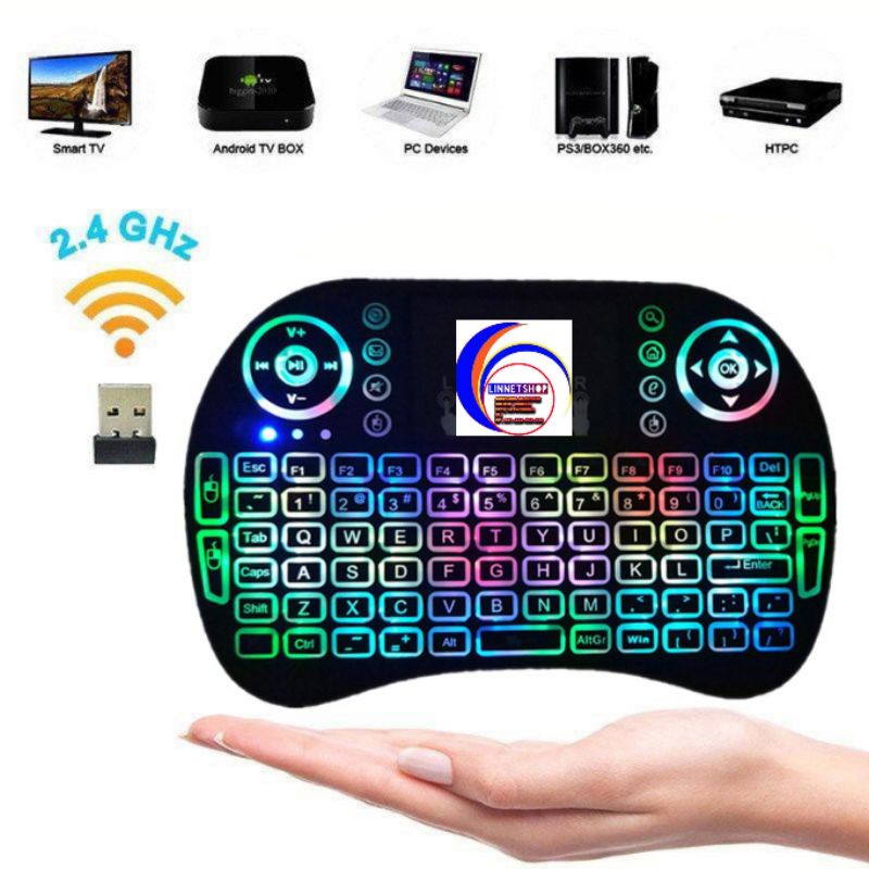 RAINBOW LED Mini Keyboard i8 Air Mouse Mini Keypad Wireless Touchpad