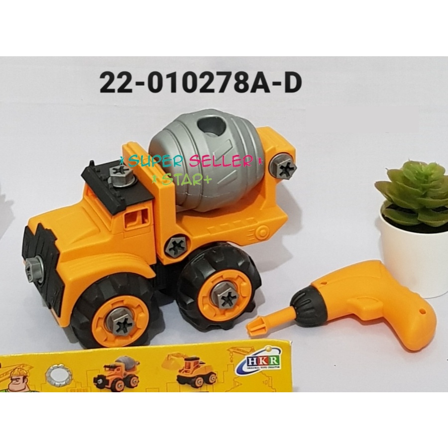 Mainan Edukasi Anak Truck Konstruksi Dumper Mixer Crawler Grapple DIY