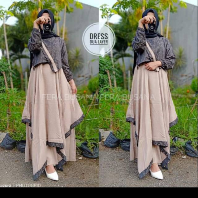 Fera busana dress 2 layer kekinian banget