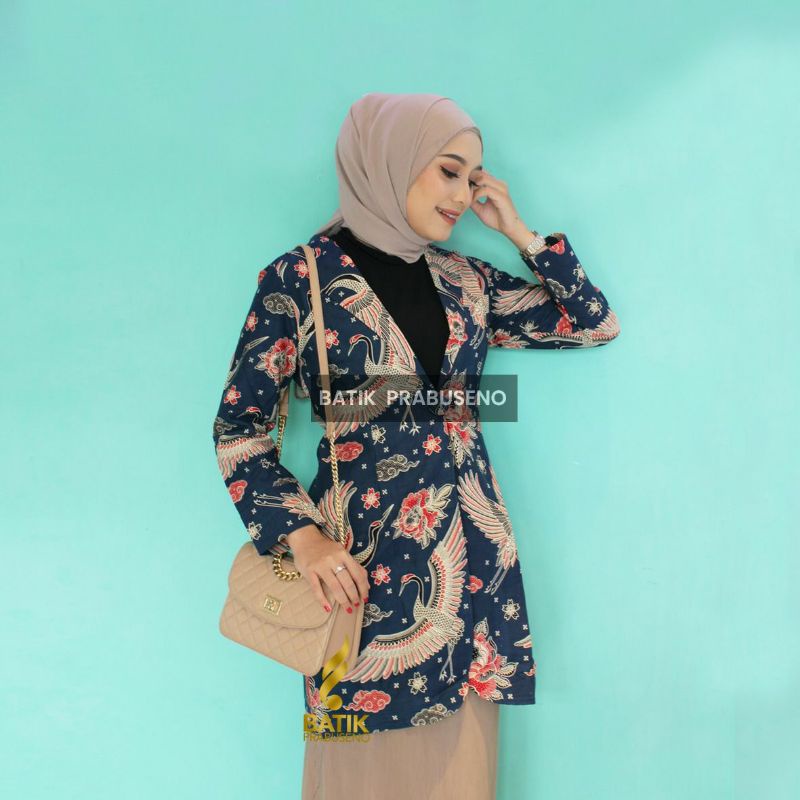 Blazer PRATISTA Atasan Baju Batik Wanita Lengan Panjang Original Prabuseno Modern Premium Jumbo Big 