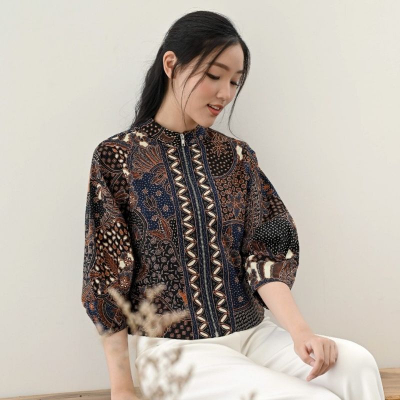 Size Jumbo : Jaket Bomber Batik / Jaket Batik Wanita /Outer Batik-3