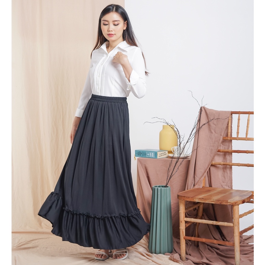 KYLA - ROK PLISKET SUSUN POLOS BAHAN HYGET PREMIUM