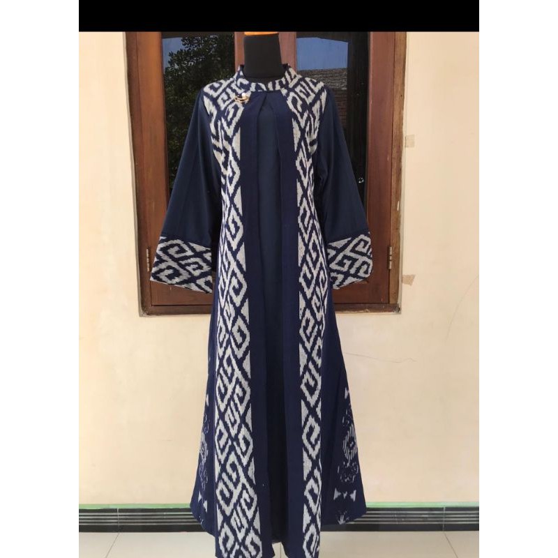 Longdress Tenun Ikat Navy Dress Gamis Tenun ATBM