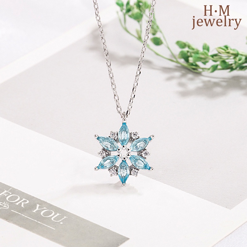 Kalung Rantai Liontin Snowflake Hias Kristal Imitasi Simple Mewah Untuk Wanita / Hadiah Ulang Tahun