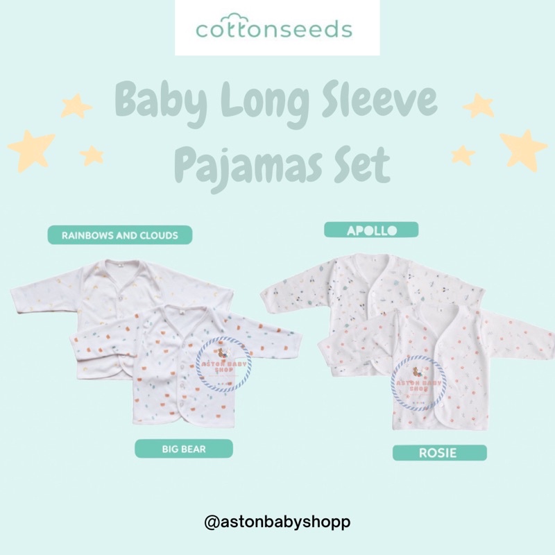 Cottonseeds Long Sleeve Pajamas Set Baju Tidur Bayi