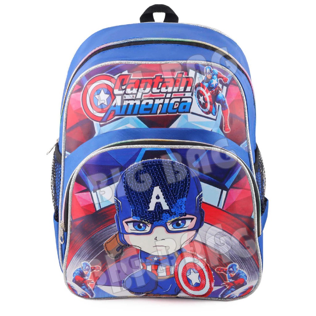 Tas Ransel Anak Laki Laki Karakter CAPTAIN AMERICA - HALF WAYS - RANSEL LED UKURAN TK