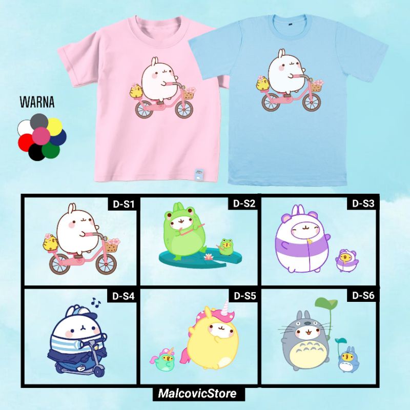 Kaos Anak/Baju Anak Perempuan/Baju Kaos Anak Molang Untuk Anak Usia 1-10 Tahun/T-shirt Anak Molang/K