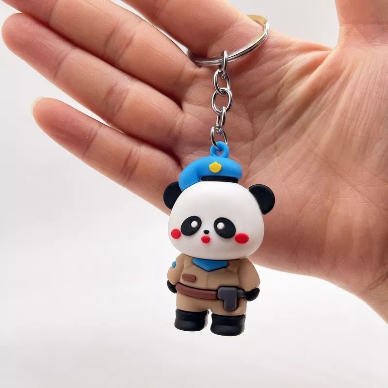 GANTUNGAN KUNCI PANDA COP // Ganci Karakter Polisi Panda Korea | Gantungan tas | Bag Charm | Souvenir Murah | Keychain | COD