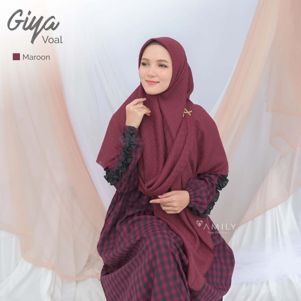 Amily Hijab Giya Scarf Voal Kerudung Hijab Segi Empat bahan Kain Jaquard griya_mey
