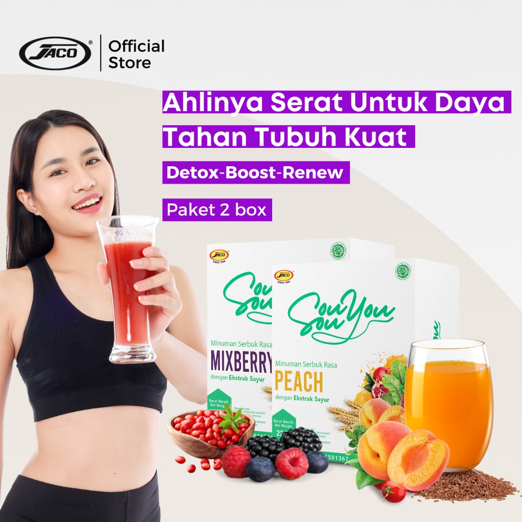 Jaco Sousouyou Enriching Fiber Drink 2 Box Detox Pelangsing Tubuh Minuman Antidioksidan Detox Racun Lemak Tubuh