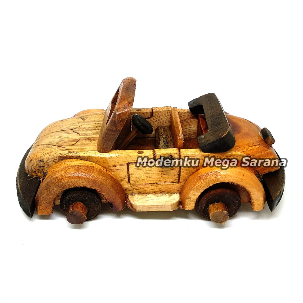 Diecast Miniatur Mobil VW Terbuka Kayu - Ukuran S Mini 13x7x5 cm