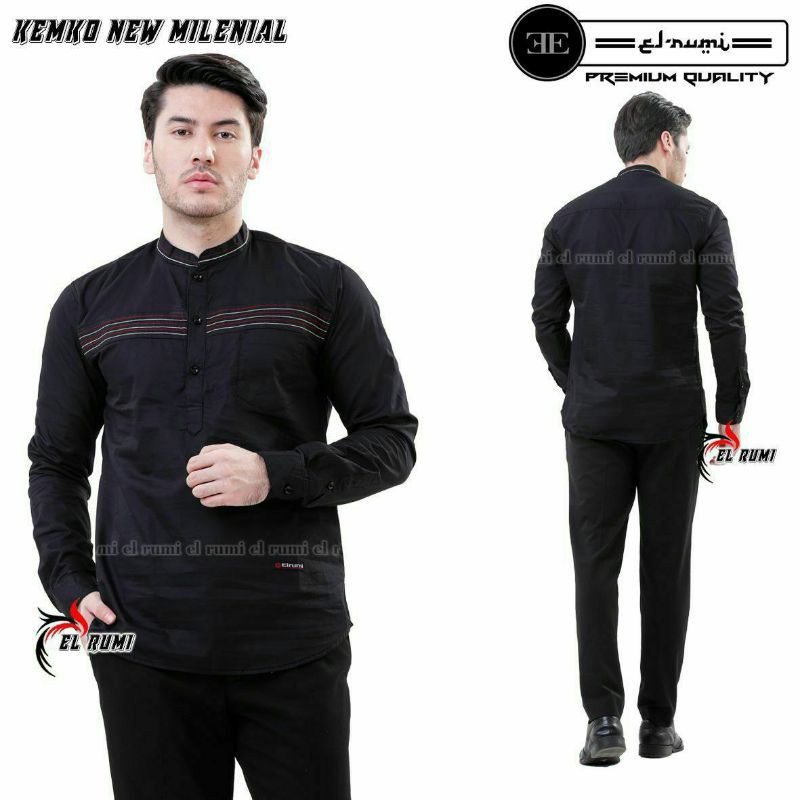Kemko Baju Kemko Lengan Panjang Varian Hitam Milenial Original EL Rumi Berkualitas