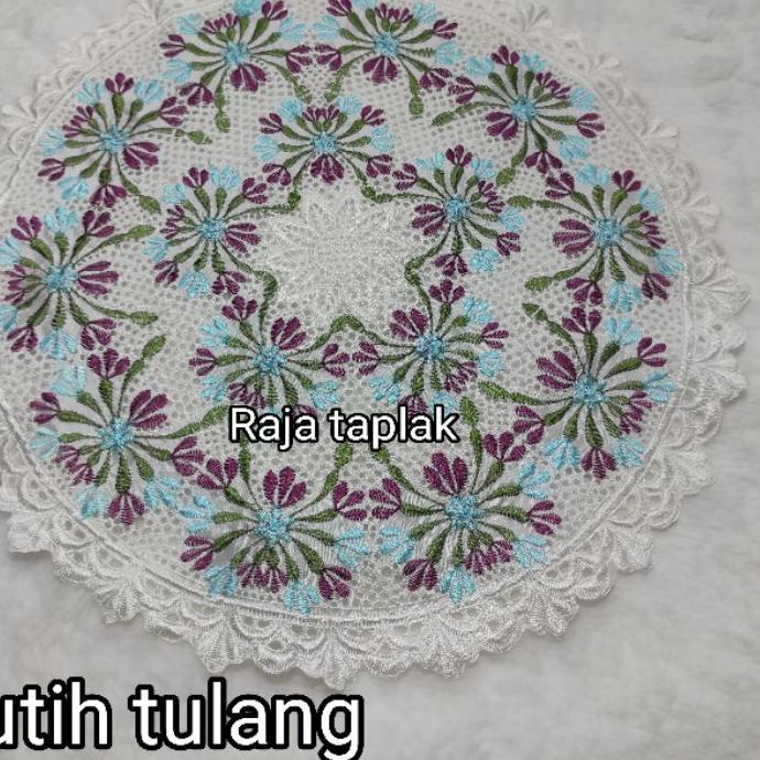 ✵ Taplak meja tamu bulat kecil bordir/taplak meja sudut/taplak vas bunga/taplak meja rias size 40 cm