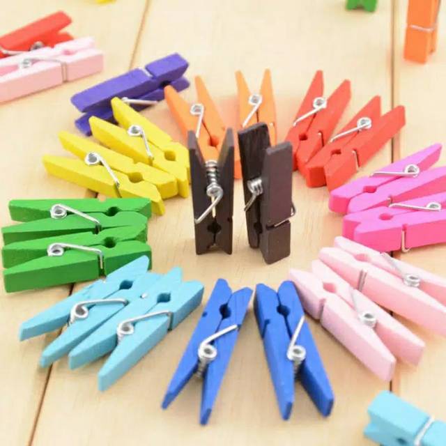 jepit kayu warna warni/ wooden clip/ wooden peg/ penjepit foto uk 2.5 cm| 3.5 cm