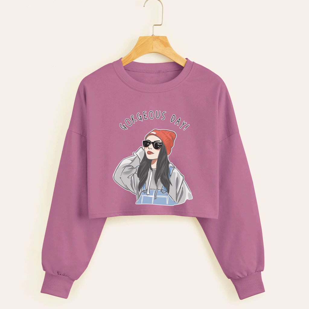 Sweater croope wanita GORGEOUS DAY baju croptee cewek murah