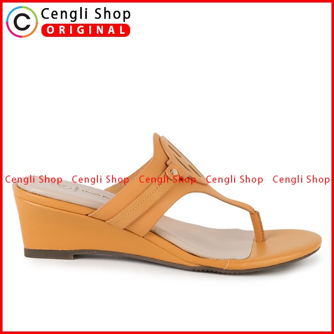 SANDAL WEDGES KULIT HUSH PUPPIES WANITA ORIGINAL TERBARU KUNING HW09