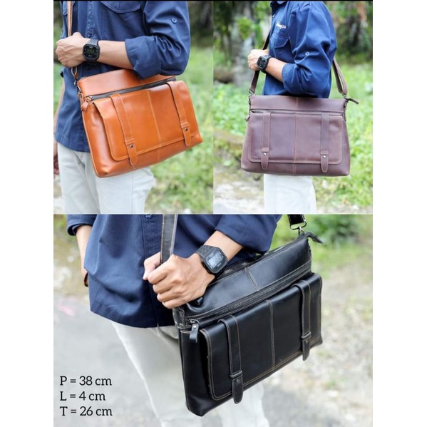 Tas kantor/laptop asli kulit sapi