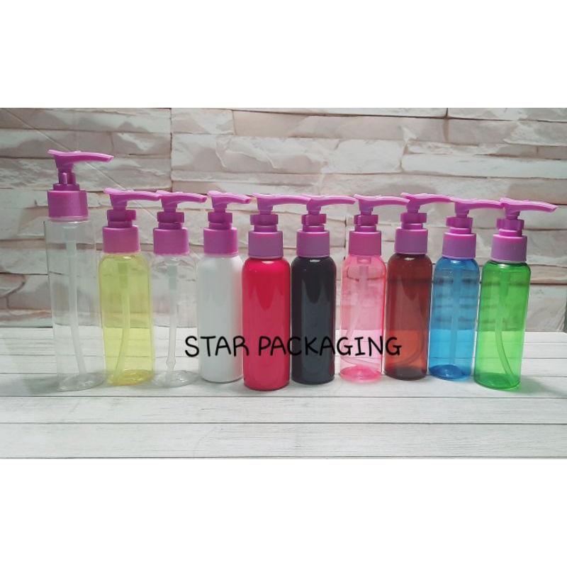 Botol Pump 100ml Botol Pump 100 ml Botol 100ml Plastik Tutup Pump Ungu Kancing Import