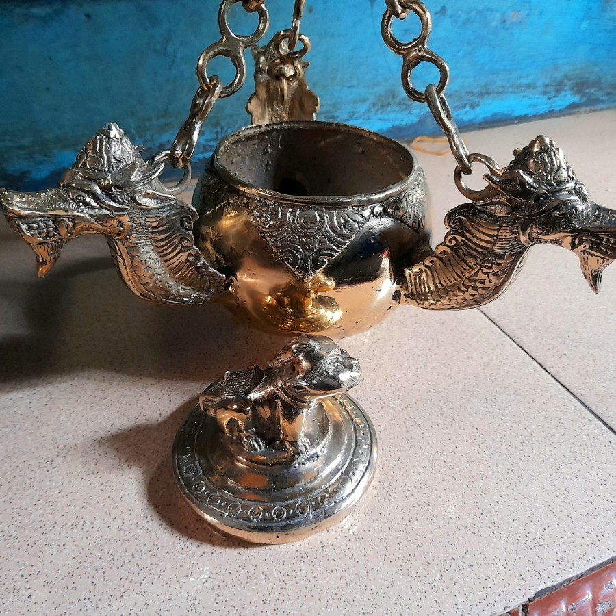 Pajangan Guci Cepu Kepala Naga Antik