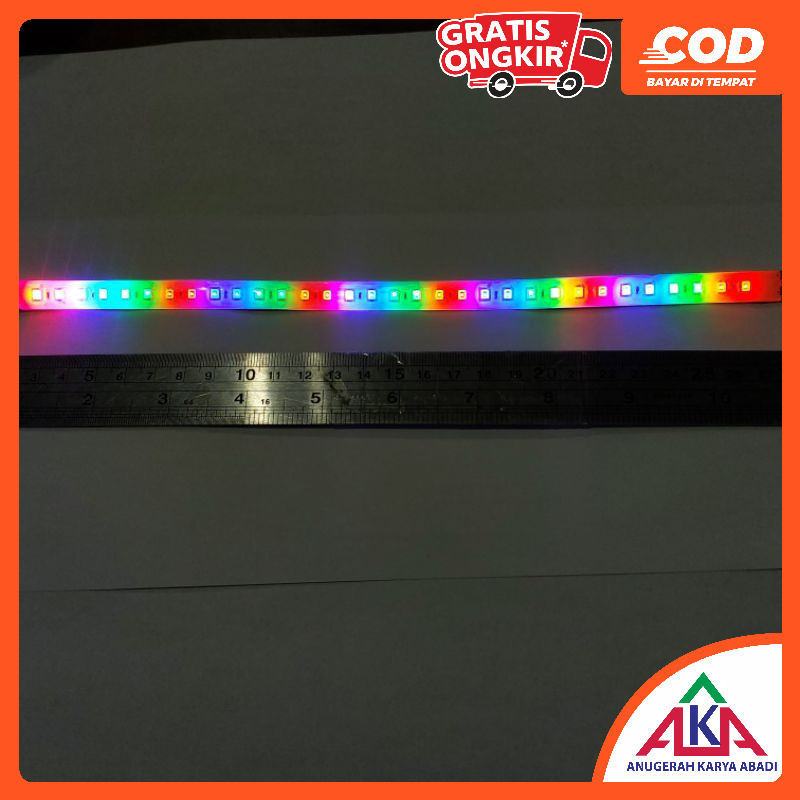 Lampu LED Strip variasi RGB Running fleksibel 30cm 12volt Strobo banyak mode