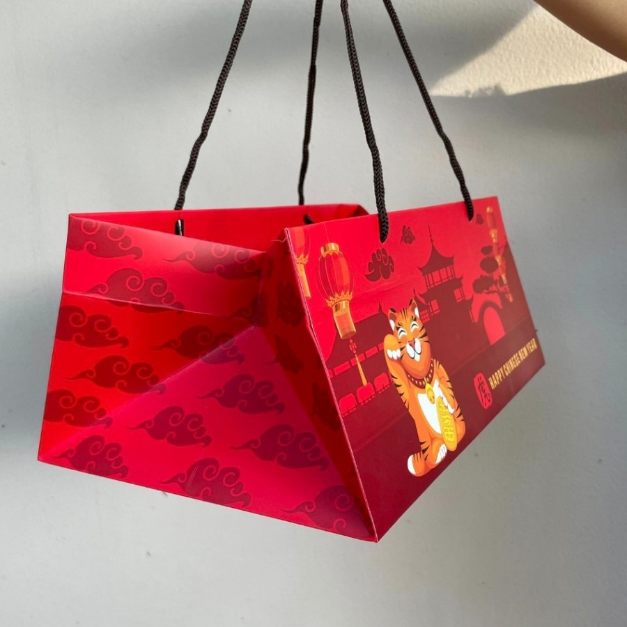 

(5 Pcs) Paperbag Dus Kue Imlek Sincia Goodie Bag Packaging Hampers CNY Tas Ukuran 31x19x13 cm