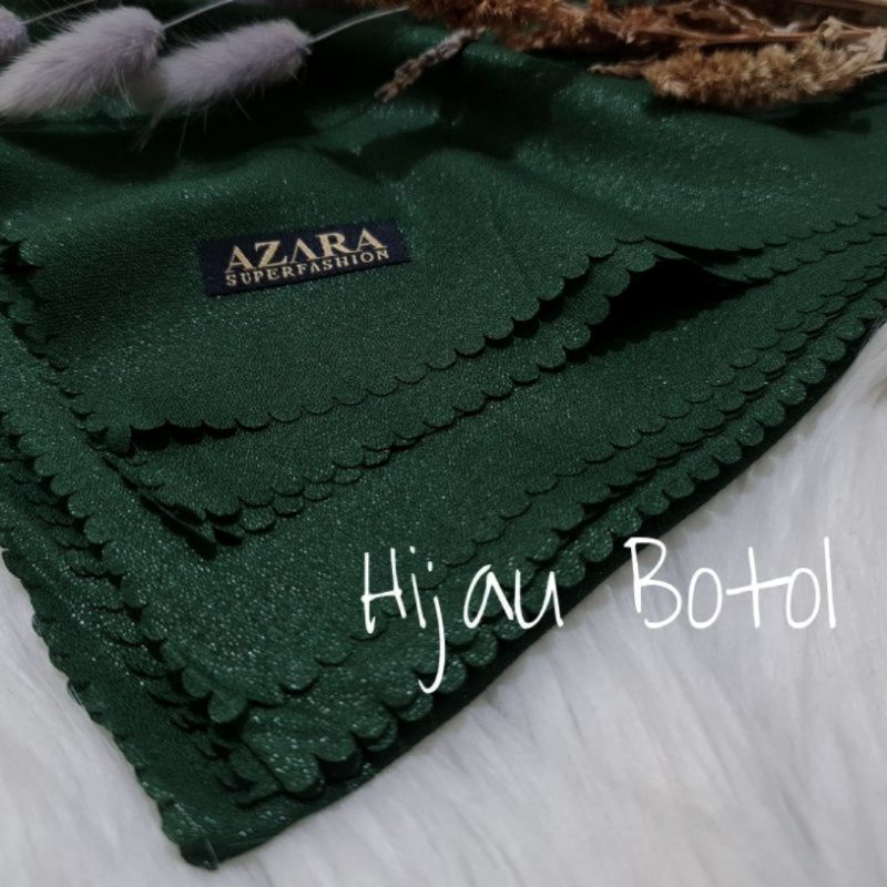 NUR SINAR AZARA LC HIJAB SEGI EMPAT Lacer Cut GLOWING UNTUK PESTA-Hijau Botol