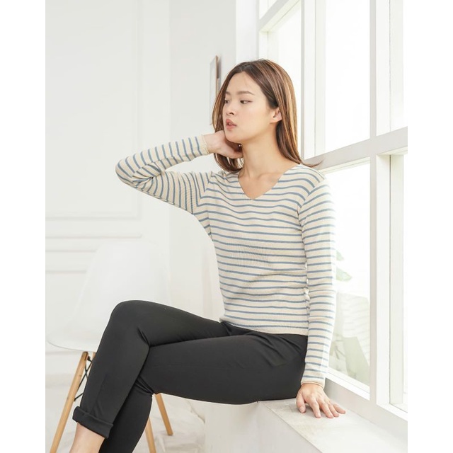 Basic Stripe Sweater Soft Knit Import TM (29015)