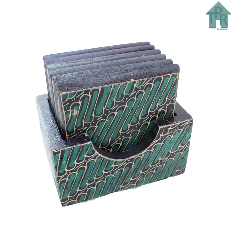 Coaster Kayu Batik / Tatakan Kotak 9x9cm - 6pcs.