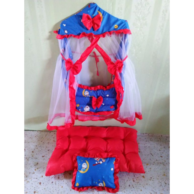 KAIN AYUNAN BAYI KARAKTER (kain ayunan+kelambu+bantal+kasur) + gantungan nama 7ribu/huruf