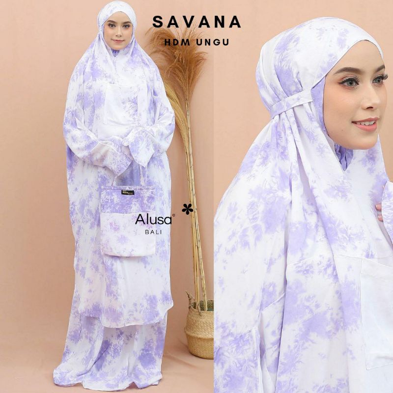MUKENA HDM BERLENGAN SAVANA BY ALUSA , BAHAN RAYON ADEM