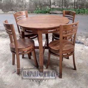 Meja makan bundar kursi 4 bulat kayu jati meja dan kursi minimalis kayu jati