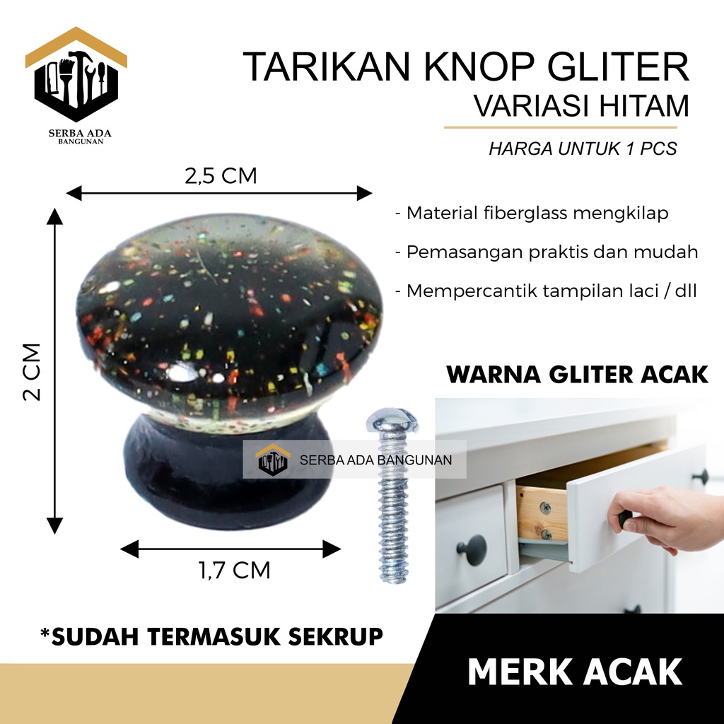 KNOB KNOP TARIKAN PEGANGAN HANDLE LACI PINTU LEMARI PELANGI BINTIK EMAS 2,5 CM