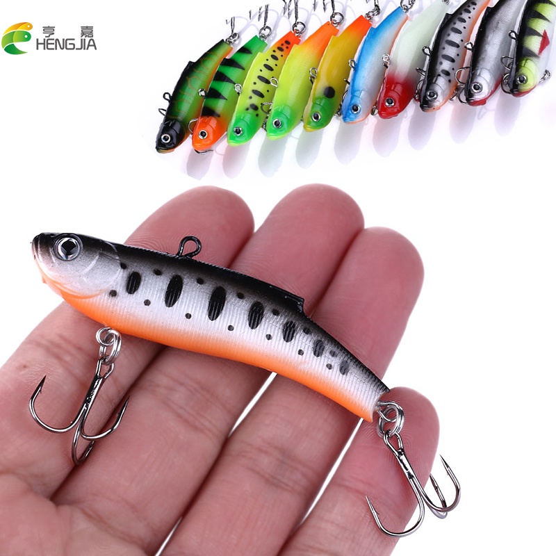 Hengjia 1pc Umpan Pancing Softlure Bentuk Ikan Vibe 7cm / 17g 10 Warna Dengan Kail Treble