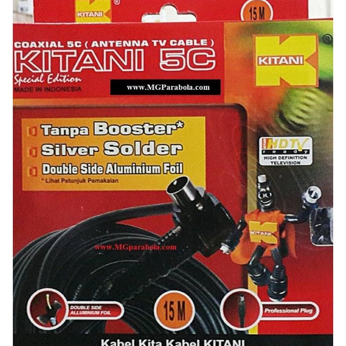 Kabel Coaxial Kitani 5C/Rg6 15M Termurah