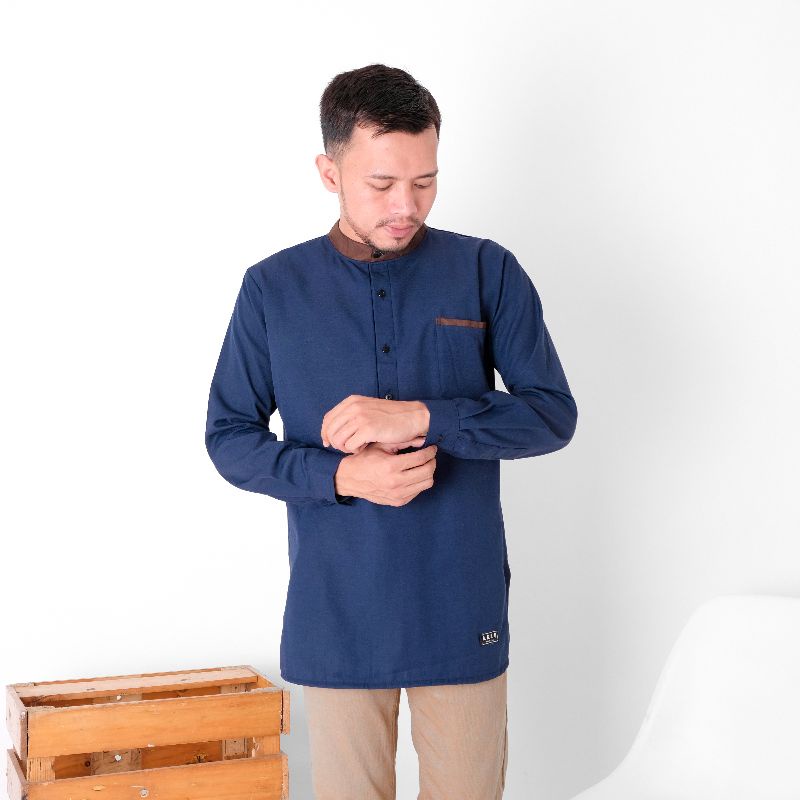 ARRO - Baju koko Sahara biru dongker - kemeja koko - baju muslimah