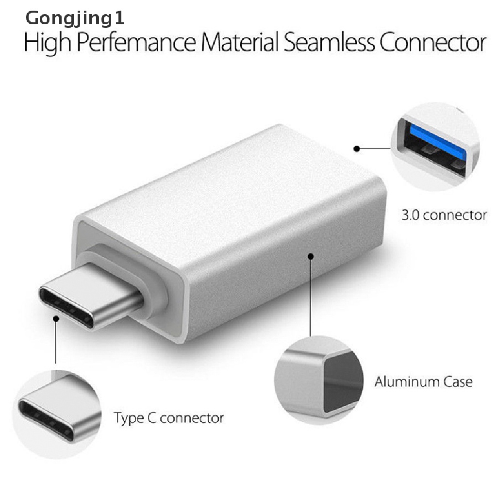 Gongjing1 Adapter Konverter OTG USB Tipe-C Ke USB-A 3.0 Female 3.1 Untuk Mac Nexus 5X 6P