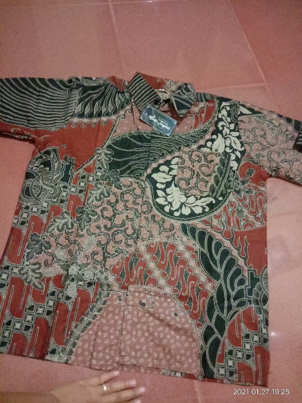Batik Kalongan Hrb026 Kenongo Kemeja Hem Pendek Padi Pekalongan 33
