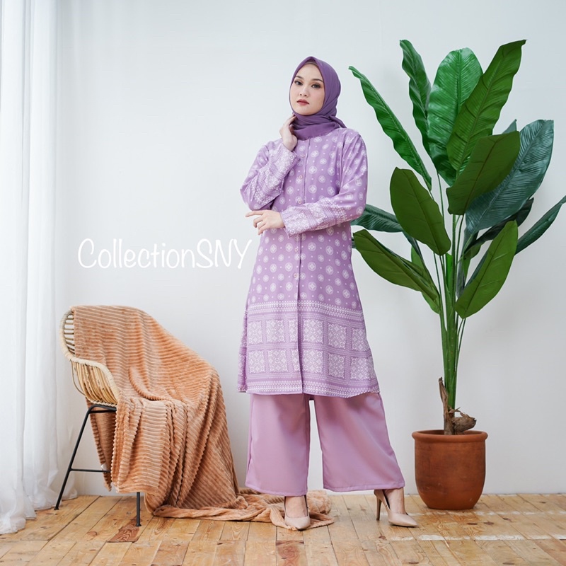 TUNIK SET SNY LILAC CELANA INNER DAN OUTER