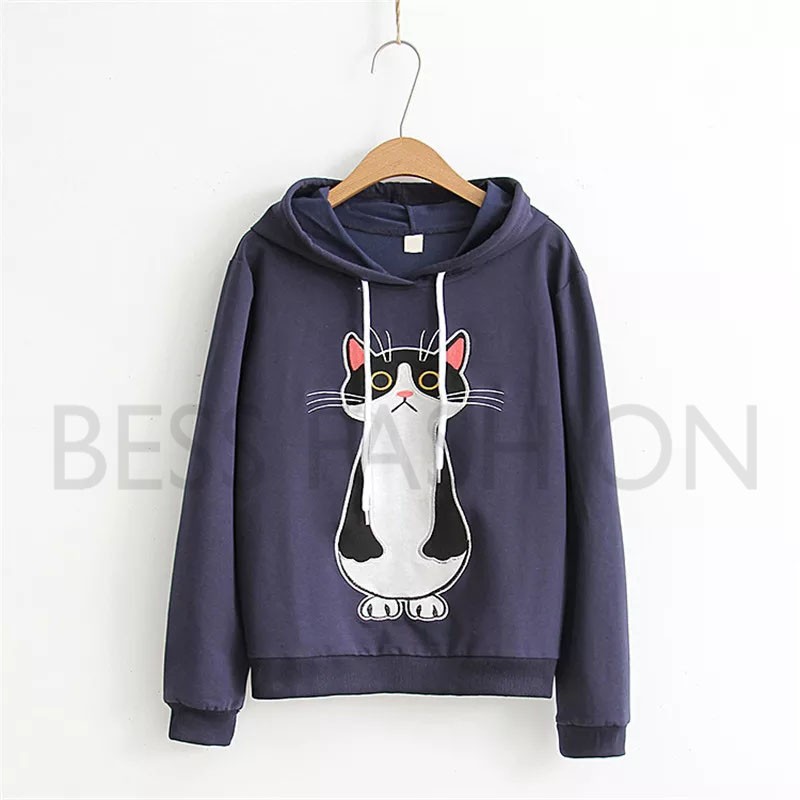 Bess - Sweater Hoodie Wanita / Sweater Hoodie Murah CAT STAND