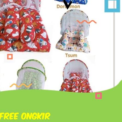 ✾ Tempat Tidur Bayi Kelambu Tenda - Kasur Lipat Baby Klambu Kojong Bulat Karakter Set Murah Box Kola