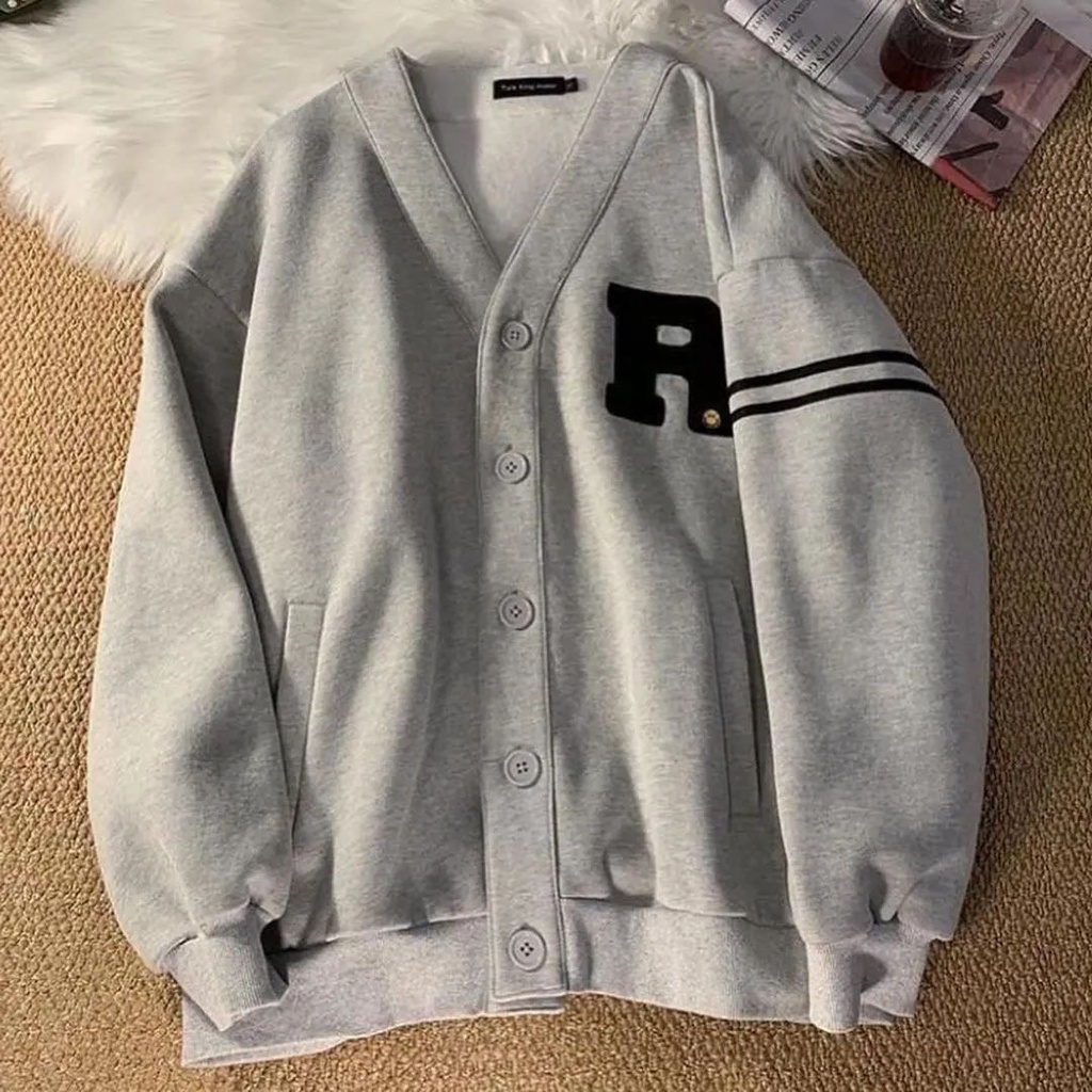 Hot Product Vallina - Smile Stripe Cardy Premium Outerwear R Cardigan Fleece Tebal Remaja Wanita