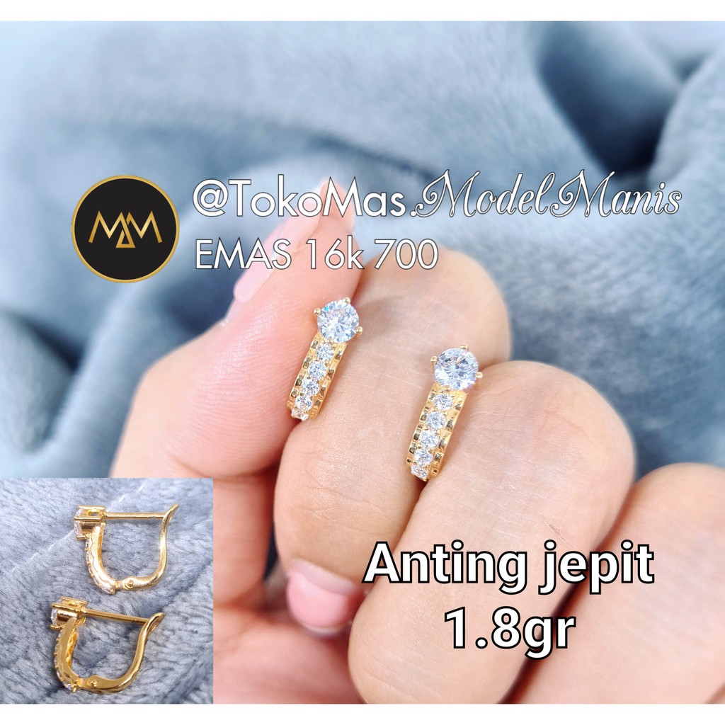 Anting jepit roxe emas kuning 700 kadar 16k