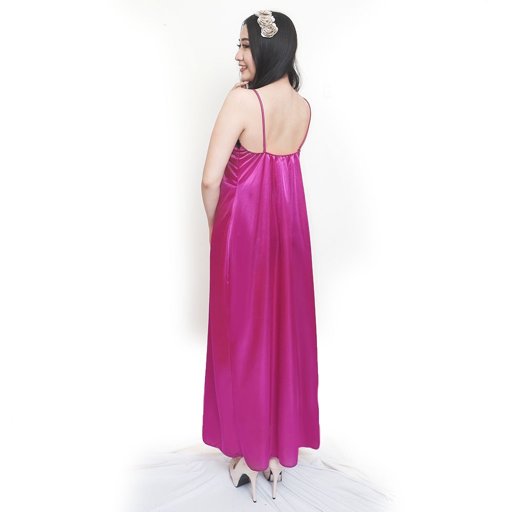 FOLVA baju tidur tanktop long dress satin 1542VDR ungu all size