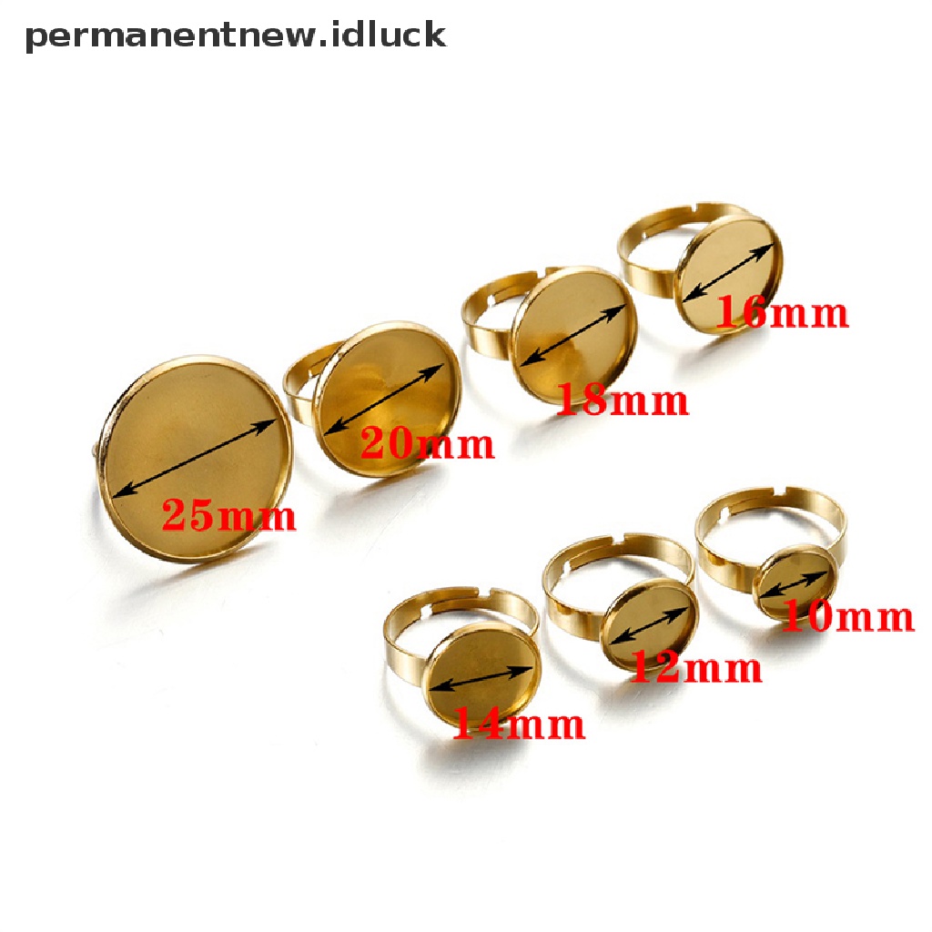 10 Pcs Cincin Kosong Bahan Stainless Steel Adjustable Ukuran 10 12 14 16 18 20 25mm Untuk Membuat Perhiasan